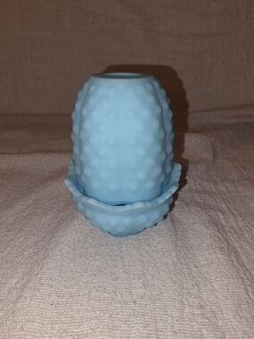 Fenton Satin Blue Hobnob Fairy Lamp